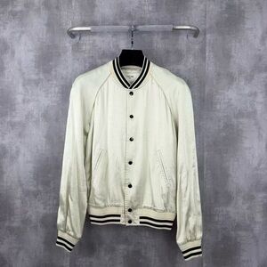 🚩steal authentic Celine Ivory Bomber Jacket with Black Accents